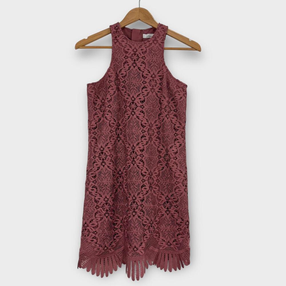 Lovers and Friends Women’s Size XS Dusty Mauve Pink Caspian Lace Shift Dress